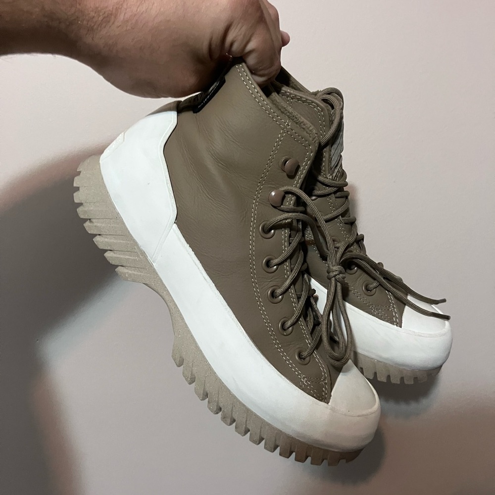 Converse High-Top Sneakers in Brown and White